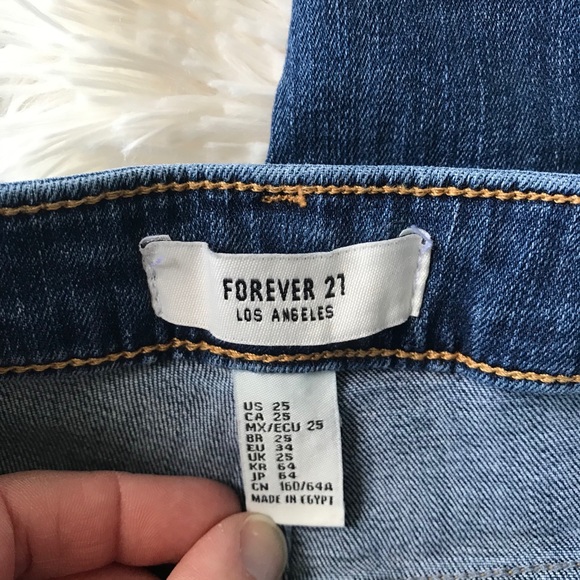 Forever twenty one red tuxedo stripe high rise raw hem cropped jeans Sz … - Picture 5 of 10